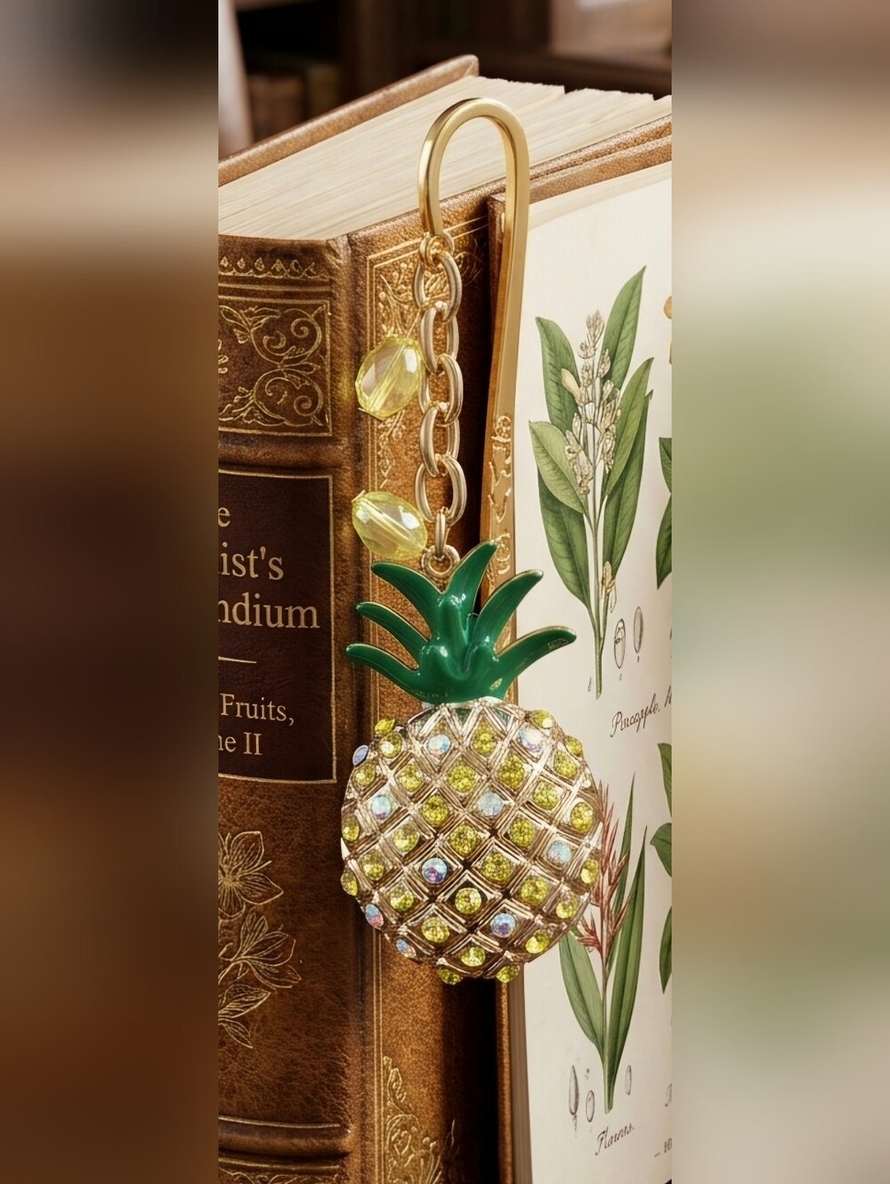 Pineapple Crystal Charm Bookmark
